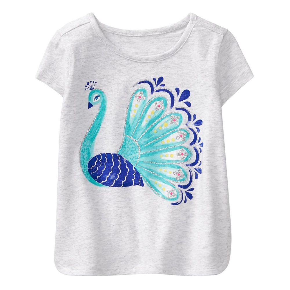 🦚SOLD🦚True Blue" Peacock Tee & Ikat Blue Shorts - Picture 2 of 3